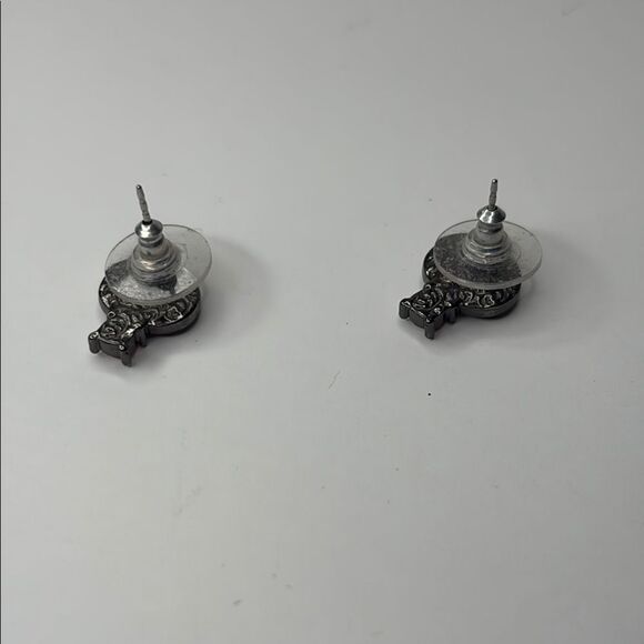 Dainty Post Back Pink and Yellow Stone Stud Earrings - Picture 2 of 2